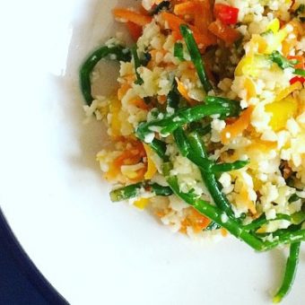 Simple + Healthy Cauliflower Rice and Samphire Salad recipe