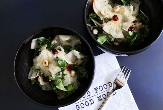 Simple + Healthy Kale, Apples + Kohlrabi Salad recipe