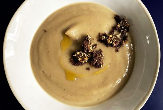 Simple + Healthy Chestnut Veloute + Dukkah Crackers recipe